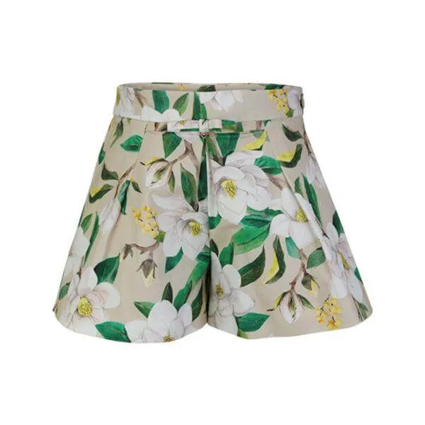 GIRLS BEIGE FLORAL SKORT SET