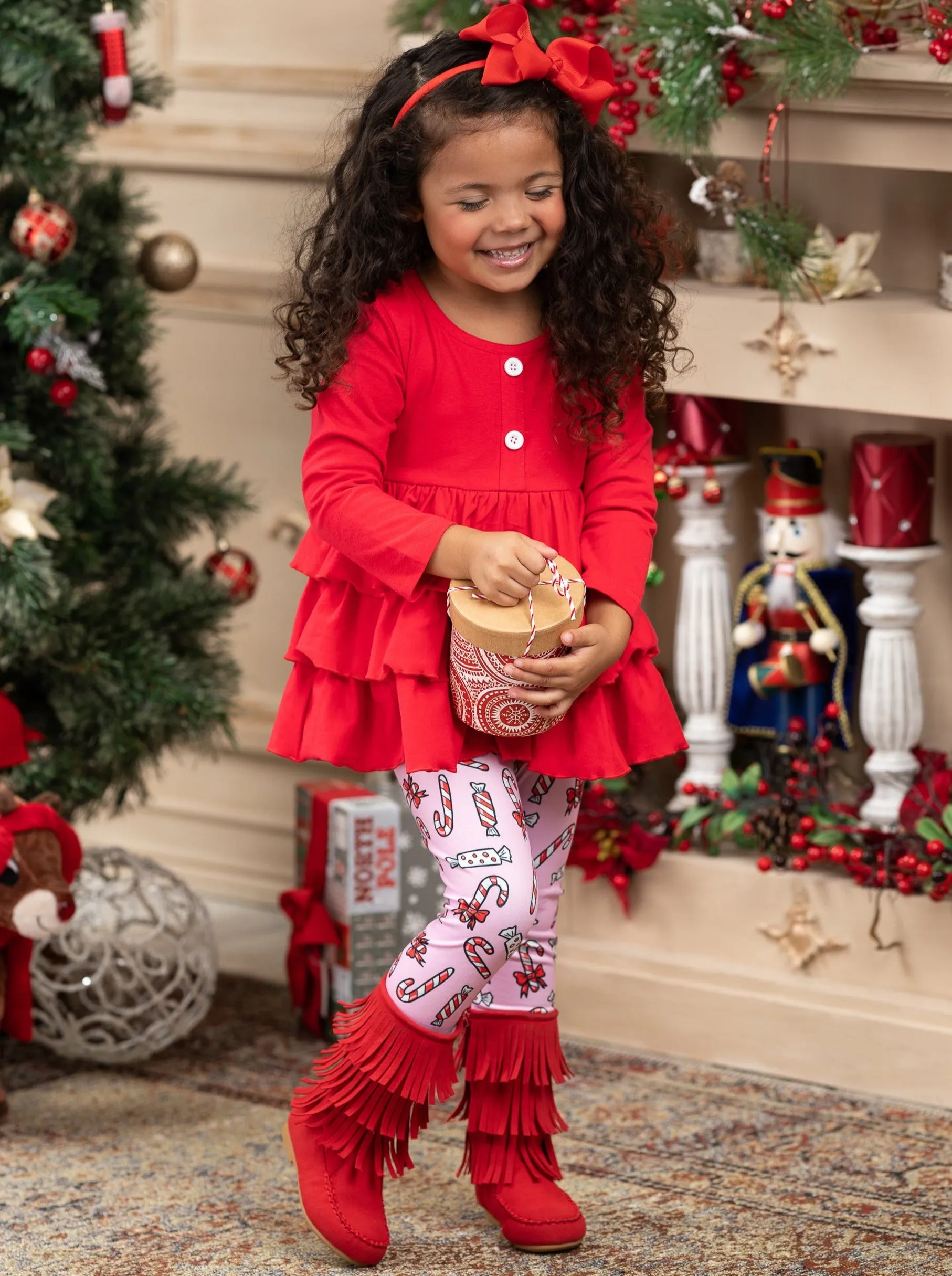 Holiday Treats Tiered Ruffled Tunic Legging Set